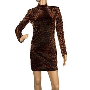 Dress The Population X Cosmopolitan Alex Dress Metallic Leopard Print Size M NWT